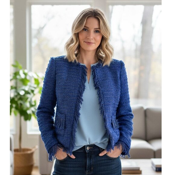 L'AGENCE Jackets & Blazers - L'AGENCE Angelina Tweed Blazer, Twilight Blue, Women's Size 2, NWOT